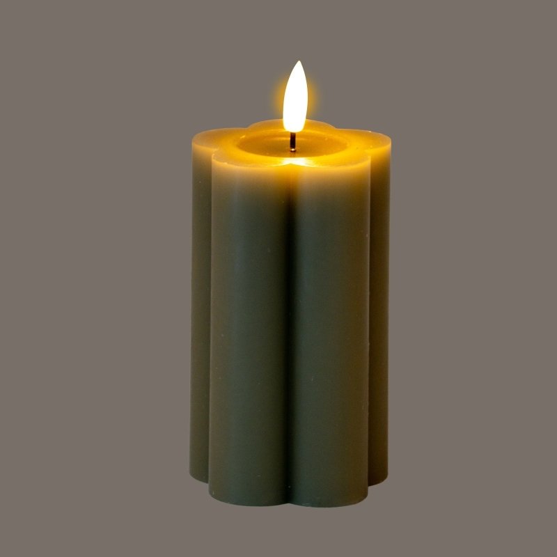 Luxe Collection Natural Glow 2.75x5 Grey Pillar LED Candle - Candles - British D'sire