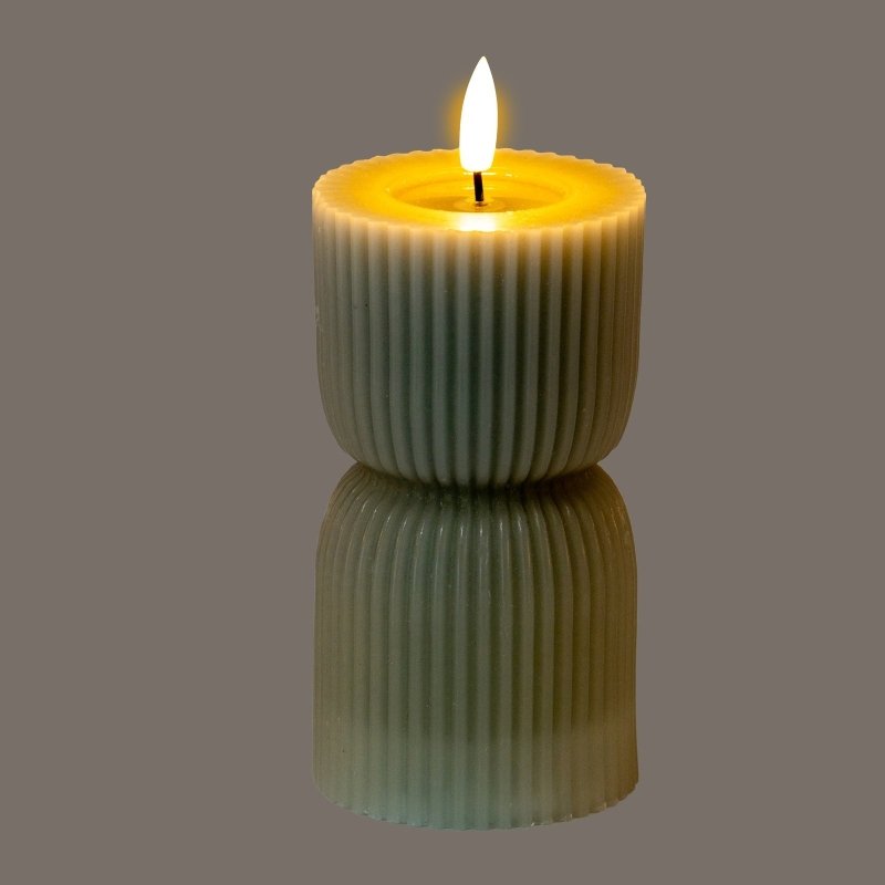 Luxe Collection Natural Glow 2.75x6 Grey Carved LED Candle Secondary image