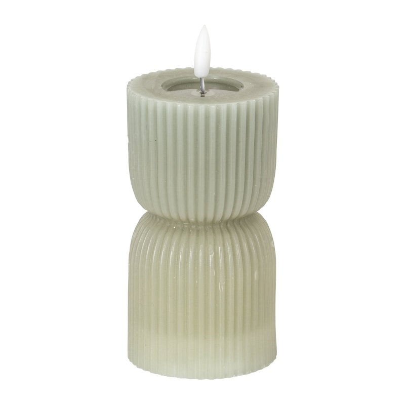 Luxe Collection Natural Glow 2.75x6 Grey Carved LED Candle - Candles - British D'sire Main image