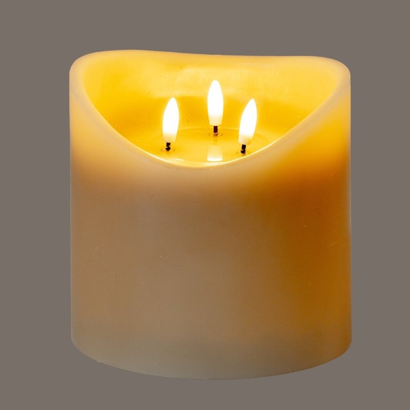 Luxe Collection Natural Glow 6x6 Taupe Melted LED Candle - Candles - British D'sire