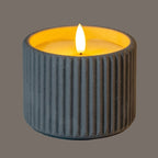 Luxe Collection Natural Glow Chalk Ribbed Medium LED Candle - Candles - British D'sire