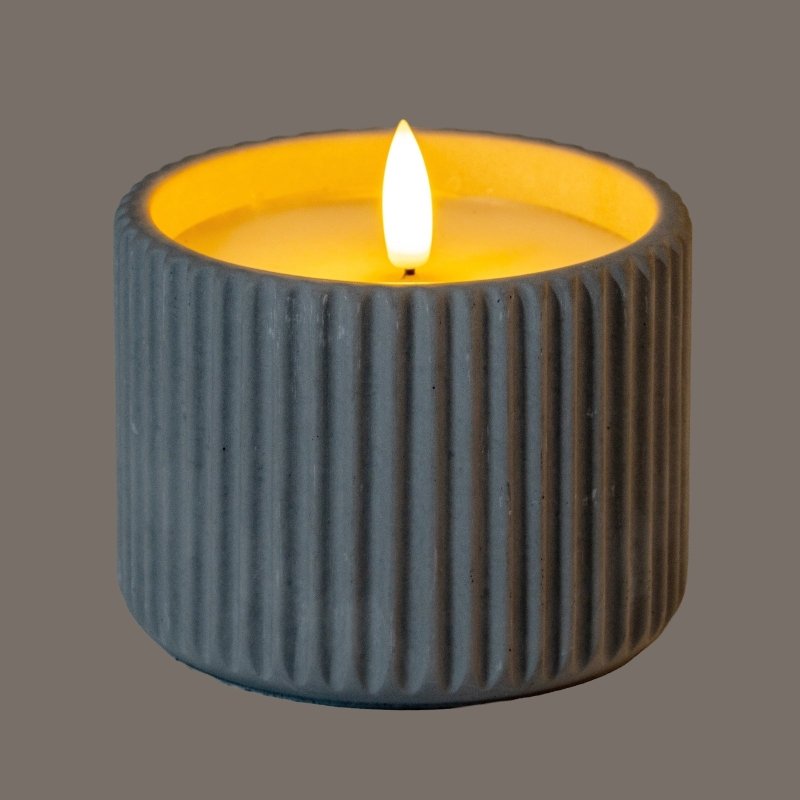 Luxe Collection Natural Glow Chalk Ribbed Medium LED Candle - Candles - British D'sire