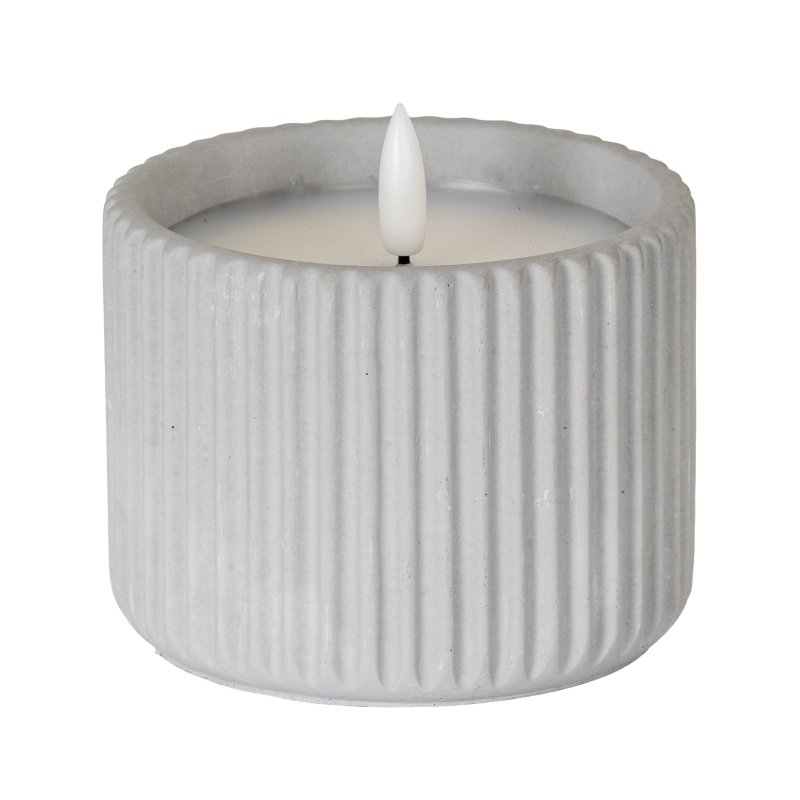 Luxe Collection Natural Glow Chalk Ribbed Medium LED Candle - Candles - British D'sire