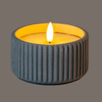 Luxe Collection Natural Glow Chalk Ribbed Small LED Candle - Candles - British D'sire