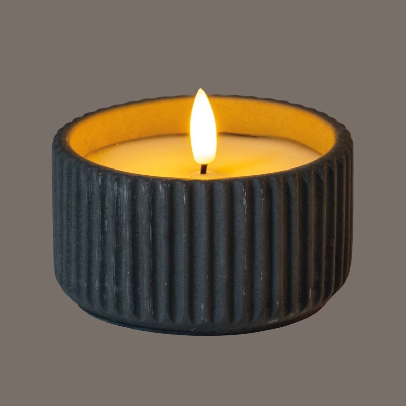 Luxe Collection Natural Glow Ribbed Small LED Candle - Candles - British D'sire