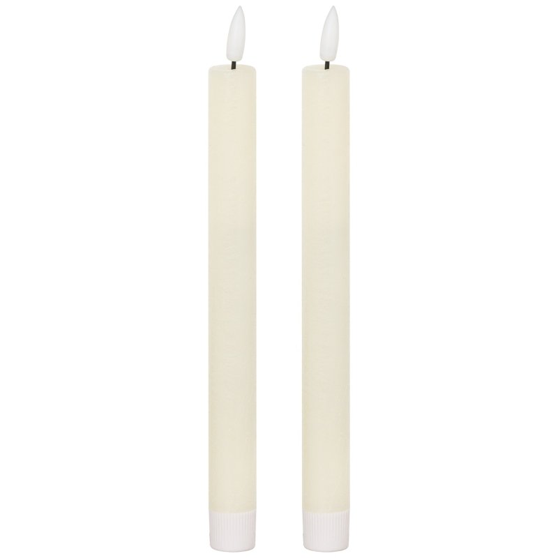 Luxe Collection Natural Glow S/ 2 Ivory LED Dinner Candles - Candles - British D'sire