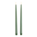 Luxe Collection S/2 Sage LED Wax Dinner Candles - Candles - British D'sire