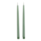 Luxe Collection S/2 Sage LED Wax Dinner Candles - Candles - British D'sire