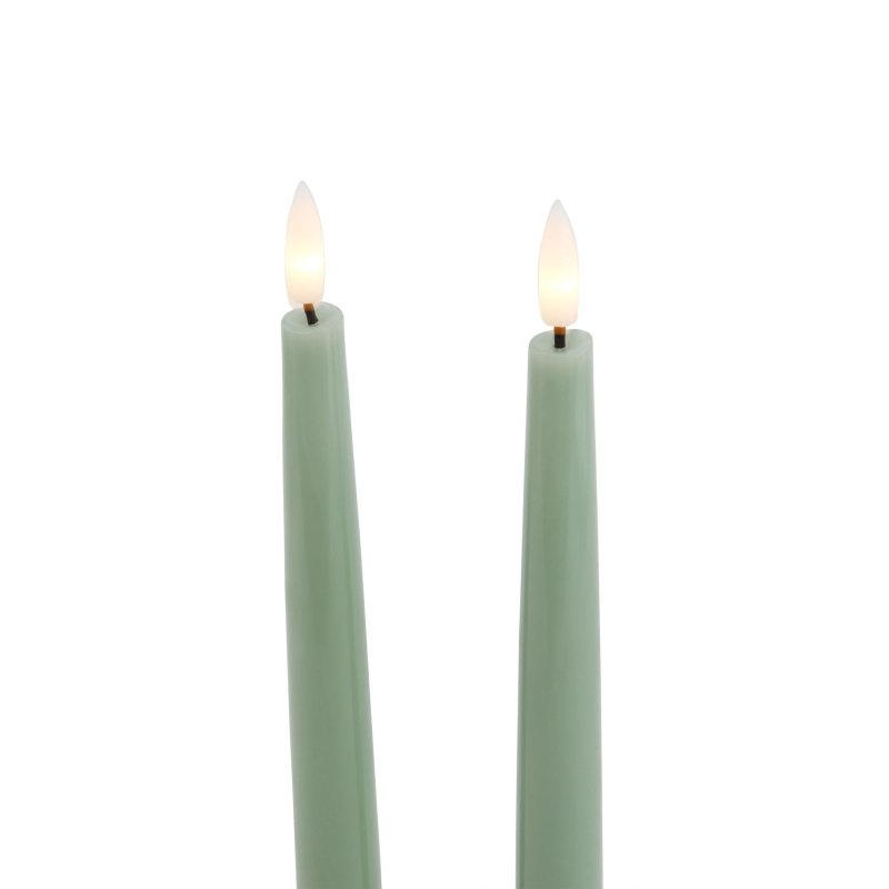 Luxe Collection S/2 Sage LED Wax Dinner Candles - Candles - British D'sire