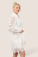 Luxe Lace Shirt Dress – Classic Elegance with a Modern Twist - Dresses - British D'sire