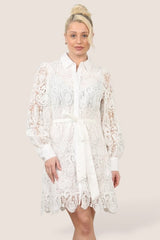 Luxe Lace Shirt Dress – Classic Elegance with a Modern Twist - Dresses - British D'sire
