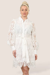 Luxe Lace Shirt Dress – Classic Elegance with a Modern Twist - Dresses - British D'sire
