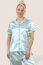 Luxe Satin Short Sleeve PJ Set – BABY BLUE - Loungewear pjs - British D'sire