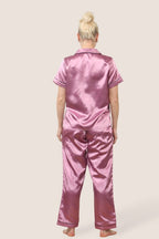 Luxe Satin Short Sleeve PJ Set – DUSKY PINK - Loungewear pjs - British D'sire