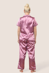 Luxe Satin Short Sleeve PJ Set – DUSKY PINK - Loungewear pjs - British D'sire