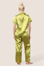 Luxe Satin Short Sleeve PJ Set – GOLDEN GREEN - Loungewear pjs - British D'sire