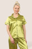 Luxe Satin Short Sleeve PJ Set – GOLDEN GREEN - Loungewear pjs - British D'sire