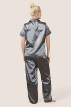 Luxe Satin Short Sleeve PJ Set – GREY - Loungewear pjs - British D'sire