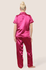 Luxe Satin Short Sleeve PJ Set – HOT PINK - Loungewear pjs - British D'sire