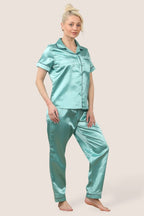 Luxe Satin Short Sleeve PJ Set – Mint Dream Comfort - Loungewear pjs - British D'sire