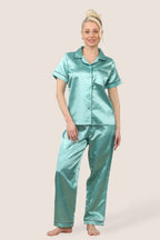 Luxe Satin Short Sleeve PJ Set – Mint Dream Comfort - Loungewear pjs - British D'sire