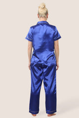 Luxe Satin Short Sleeve PJ Set – ROYAL BLUE - Loungewear pjs - British D'sire