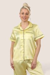 Luxe Satin Short Sleeve PJ Set – YELLOW - Loungewear pjs - British D'sire