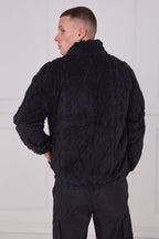 Luxe Textured Faux Fur Zip Jacket - jacket - British D'sire