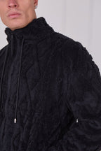 Luxe Textured Faux Fur Zip Jacket - jacket - British D'sire