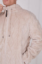 Luxe Textured Faux Fur Zip Jacket - jacket - British D'sire