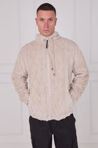 Luxe Textured Faux Fur Zip Jacket - jacket - British D'sire