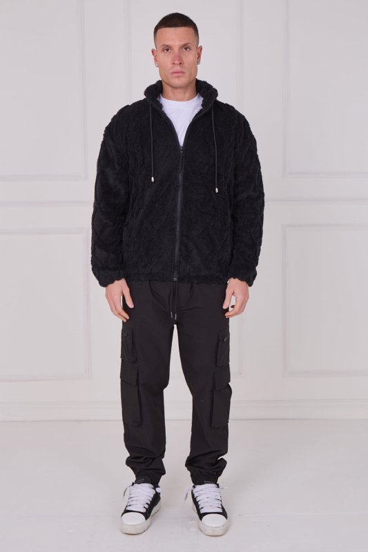 Luxe Textured Faux Fur Zip Jacket - jacket - British D'sire