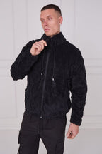 Luxe Textured Faux Fur Zip Jacket - jacket - British D'sire