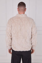 Luxe Textured Faux Fur Zip Jacket - jacket - British D'sire