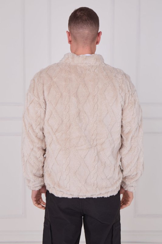 Luxe Textured Faux Fur Zip Jacket - jacket - British D'sire