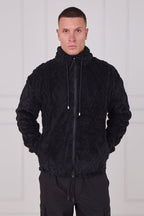 Luxe Textured Faux Fur Zip Jacket - jacket - British D'sire