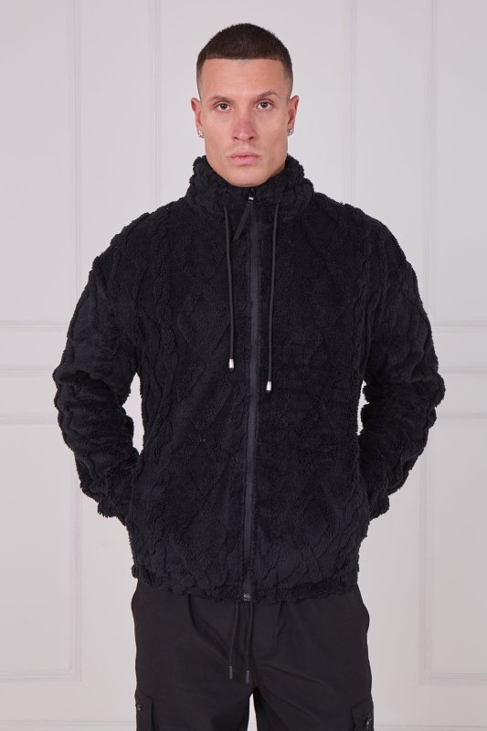 Luxe Textured Faux Fur Zip Jacket - jacket - British D'sire