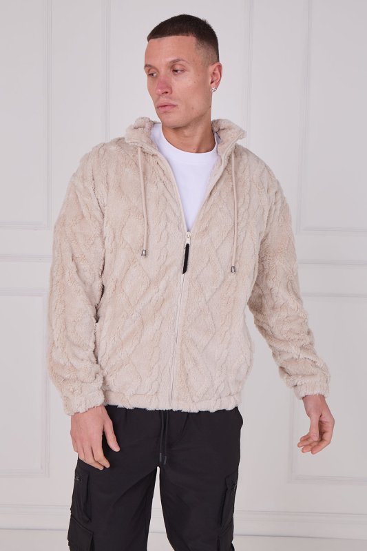 Luxe Textured Faux Fur Zip Jacket Secondary image