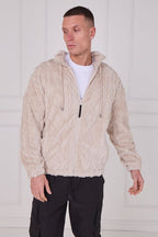 Luxe Textured Faux Fur Zip Jacket - jacket - British D'sire