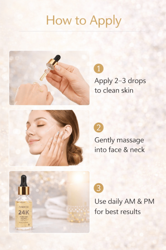 Luxurious 24K Gold Serum Targets Dark Circles, Uneven Skin Tone, and Fine Lines - 24K Gold Vitamin C Serum - British D'sire