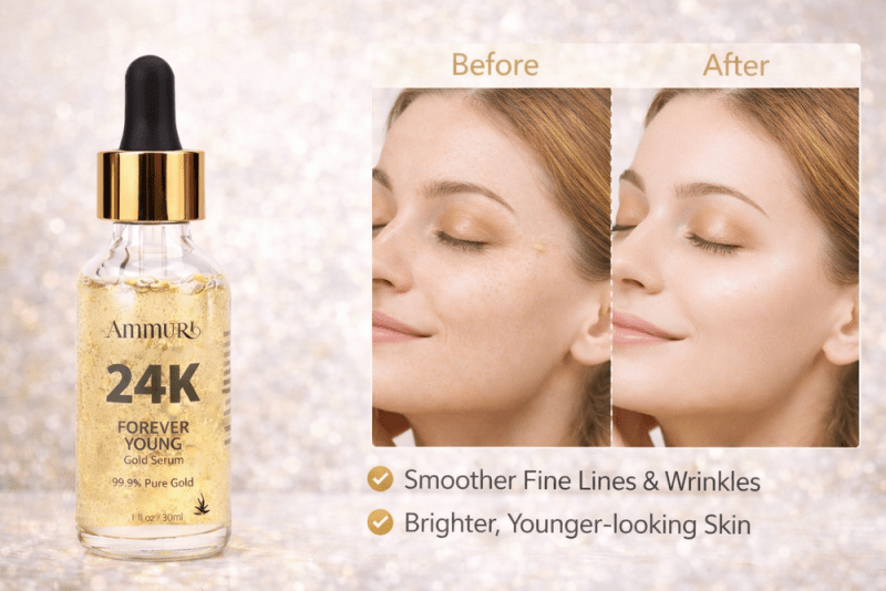 Luxurious 24K Gold Serum Targets Dark Circles, Uneven Skin Tone, and Fine Lines - 24K Gold Vitamin C Serum - British D'sire