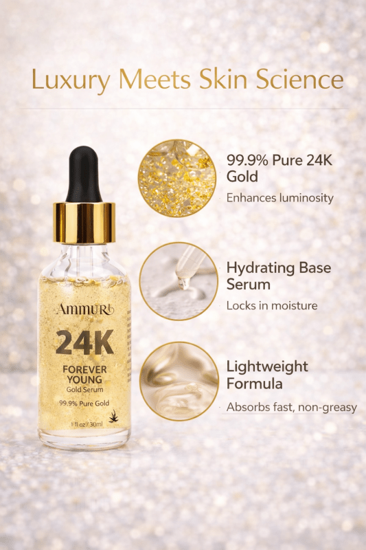 Luxurious 24K Gold Serum Targets Dark Circles, Uneven Skin Tone, and Fine Lines - 24K Gold Vitamin C Serum - British D'sire