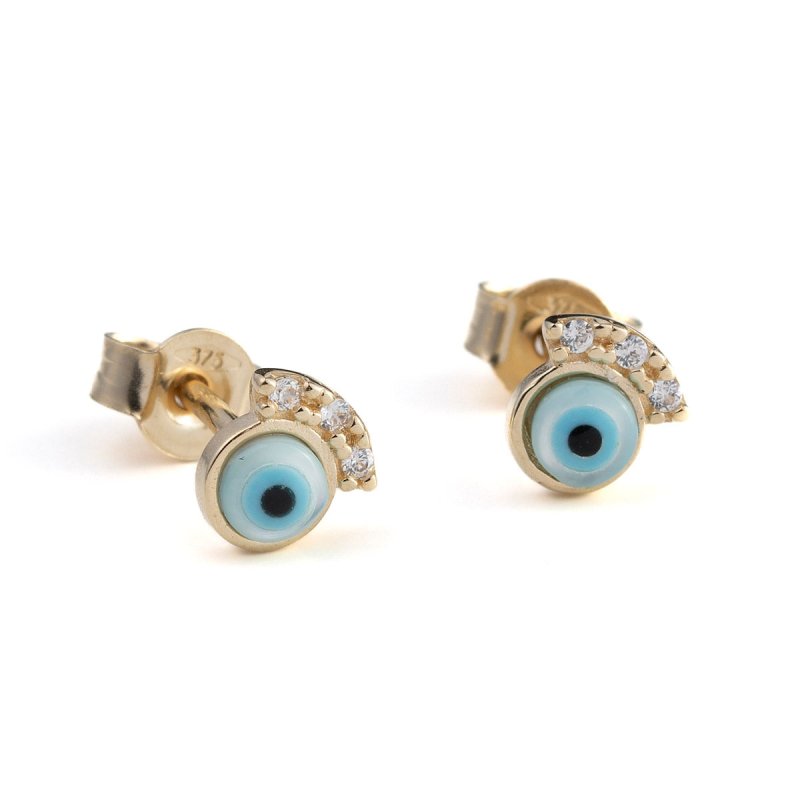 Luxurious Eye Crown Stud Earrings by Del Corso - Crafted in 9K Gold, lightweight at 1.5 g, elegant design for women, featuring premium gold craftsmanship, offering timeless style and everyday comfort - Earrings - British D'sire