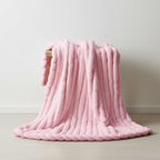 Luxury Big Cord Blanket Thick Ribbed Throw Ultimate Comfort Warmth - Blush Pink - British D'sire