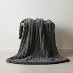 Luxury Big Cord Blanket Thick Ribbed Throw Ultimate Comfort Warmth - Silver - British D'sire