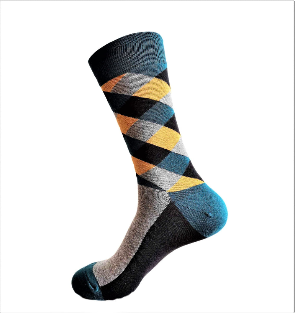 Colorful argyle pattern sock on a white background Main image