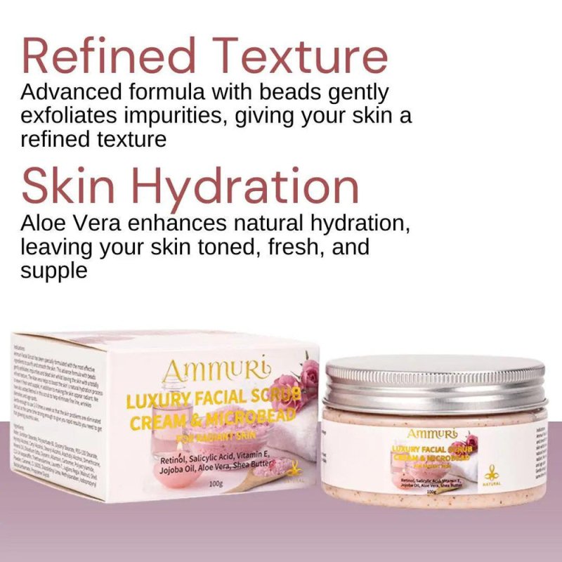 Luxury Retinal Facial Scrub Cream Diminishes fine lines, wrinkles, blemishes, and age spots - RETINOL Powerful FACIAL SCRUB CREAM - British D'sire