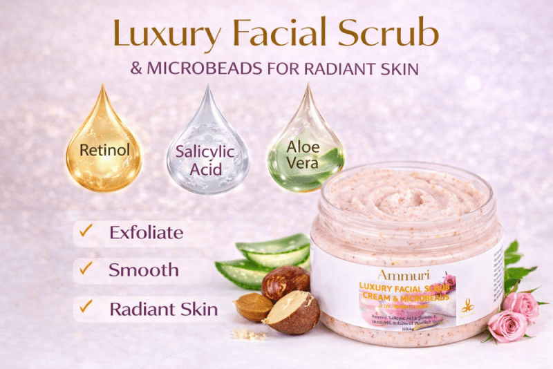 Luxury Retinal Facial Scrub Cream Diminishes fine lines, wrinkles, blemishes, and age spots - RETINOL Powerful FACIAL SCRUB CREAM - British D'sire