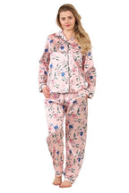 Luxury Satin Floral Pyjama Set – Long Sleeve, Button - Up & Pockets - Loungewear - British D'sire