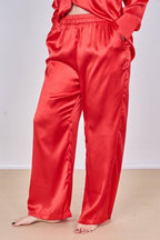 Luxury Satin Pyjama Set – Button Detail Sleeve & Pocket Trousers - Loungewear pjs - British D'sire